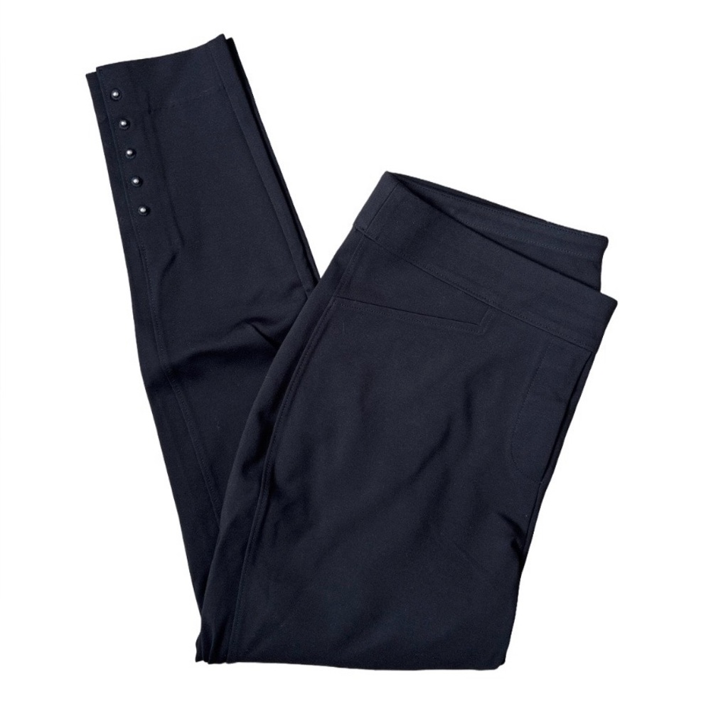 Chico’s Black Ponte Leggings Ankle Rivet Stud Detail Size 12 Elevated Edge